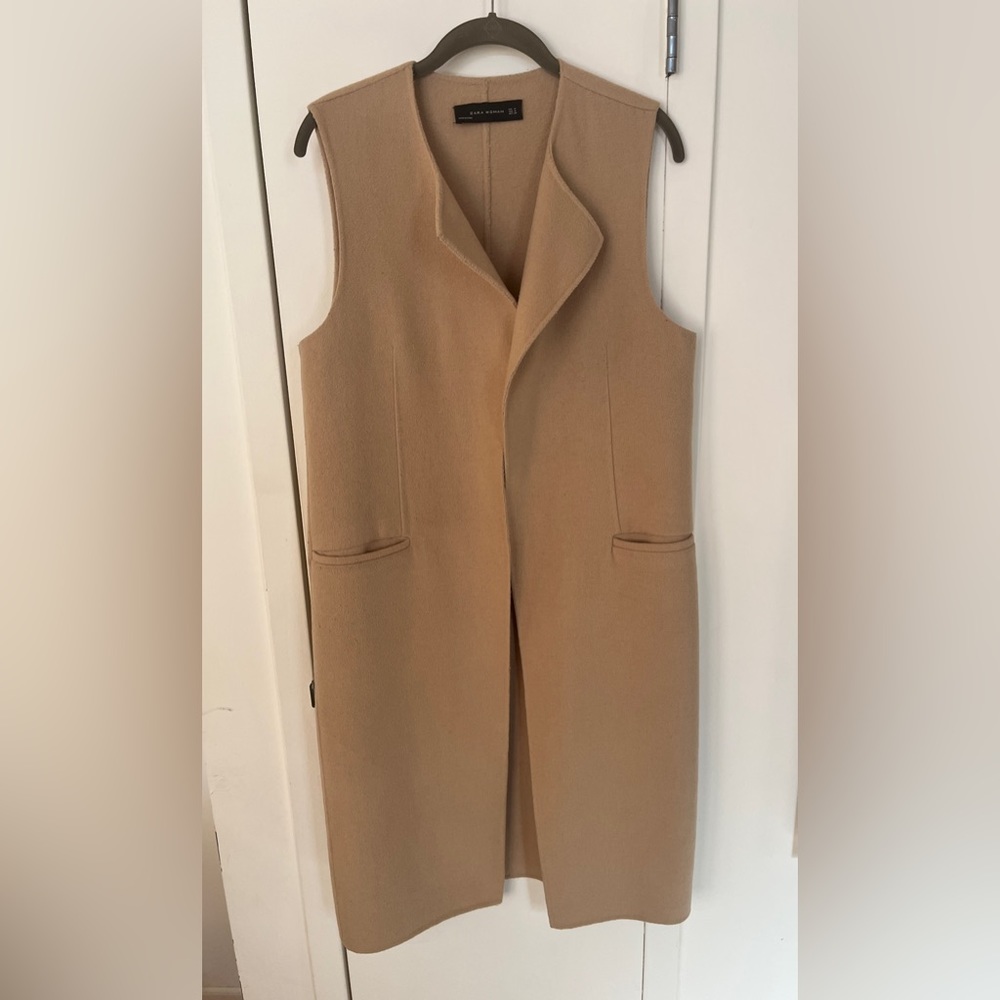 Zara camel sleeveless coat / gilet